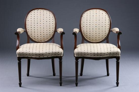 Appraisal: SET EIGHT LOUIS XVI STYLE DINING CHAIRS th century Rounded