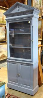 Appraisal: Classical style blue painted vitrine Classical style blue painted vitrine