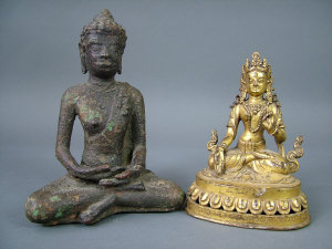 Appraisal: A Sino-Tibetan gilt bronze figure of Budhisattva height cm and