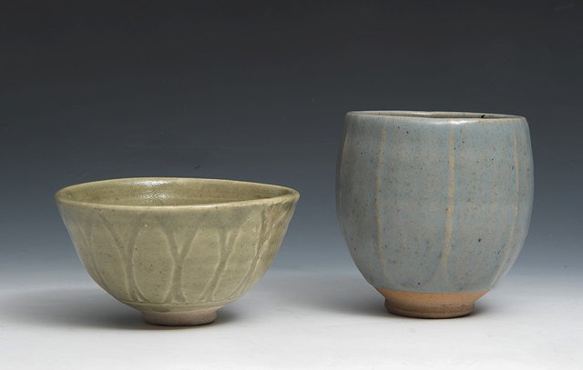 Appraisal: Katherine Pleydell-Bouverie British - attributed to Bowlfaceted and blue-grey glaze