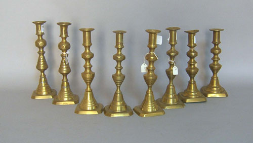 Appraisal: Four pair of brass candlesticks th c tallest - h