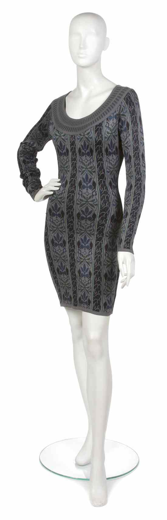 Appraisal: An Alaia Gray Tribal Print Mini Dress Labeled Alaia Size