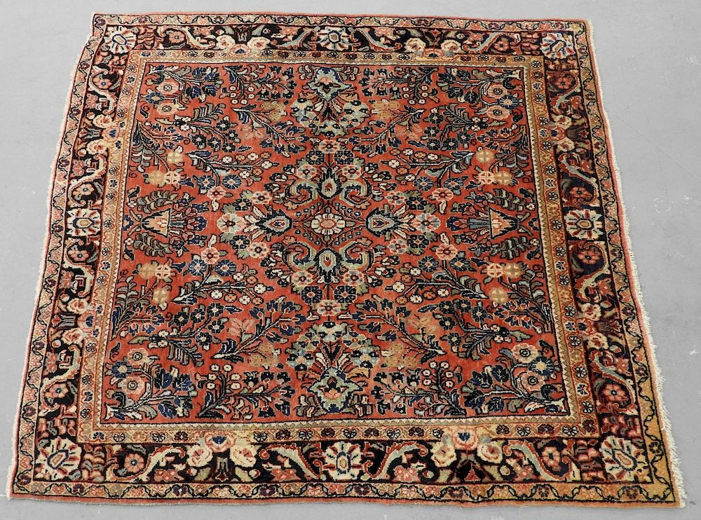 Appraisal: C Persian Sarouk Oriental Square Carpet Rug Persia Circa Central