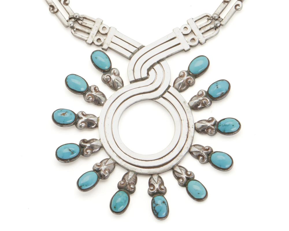 Appraisal: An Antonio Pineda silver and turquoise necklace - Taxco Mexico