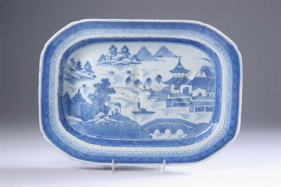 Appraisal: CHINESE CANTON BLUE AND WHITE PORCELAIN RECTANGULAR WELL AND TREE