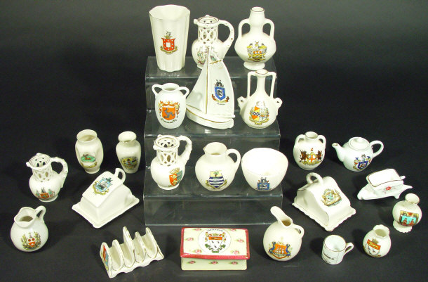 Appraisal: Collection of crested china items including some puzzle jugs novelty