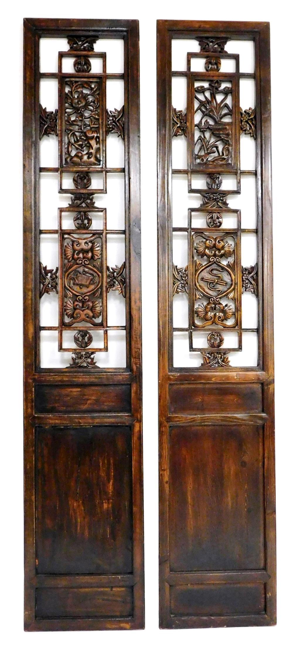 Appraisal: Pair of carved and pierced Asian style panels th C