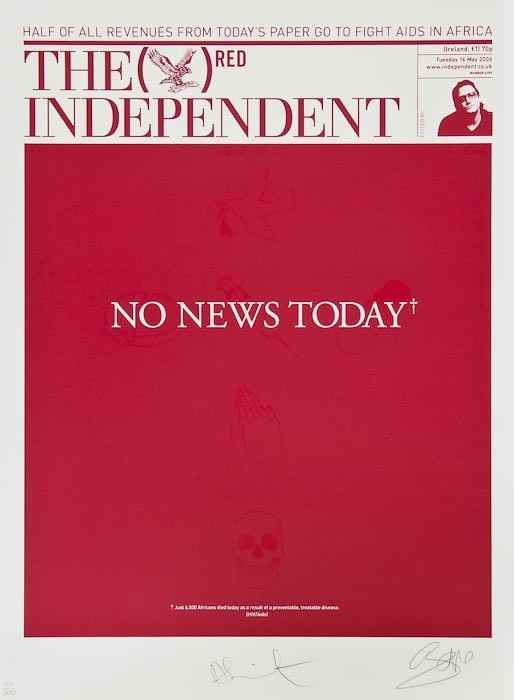 Appraisal: Damien Hirst b No News Today silkscreen printed in colours