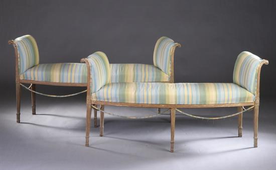 Appraisal: PAIR LOUIS XVI UPHOLSTERED WINDOW SEATS early th century Each