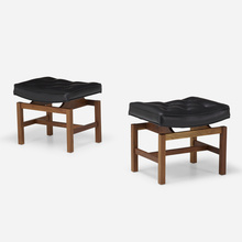 Appraisal: In the manner of Jens Risom STOOLS PAIR st centuryleather