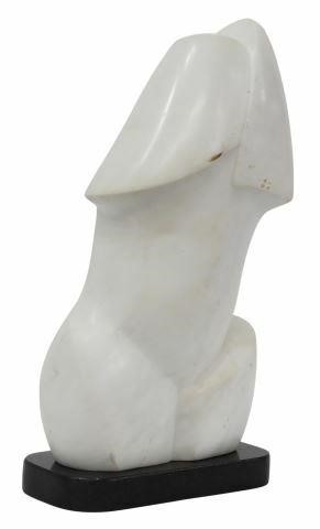 Appraisal: Contemporary white marble sculpture Abstract Form signed Lilly Tussey Bulgarian-American