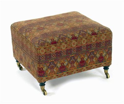 Appraisal: A rectangular stool on turned ebonised legs to brass castors