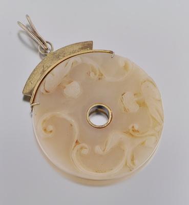 Appraisal: A Carved Nephrite Jade Pendant Carved in Bi disk shape