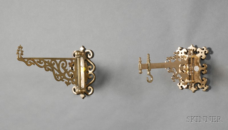 Appraisal: Two Brass Wall Brackets th th century both with tapered