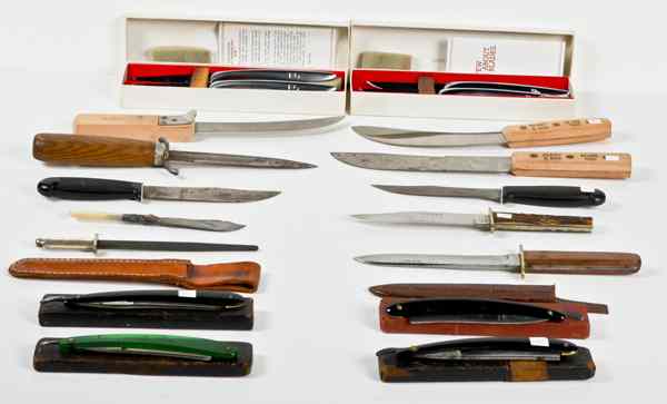 Appraisal: Cutlery Lot Sixteen Pieces Lot includes English sheath knives Henry