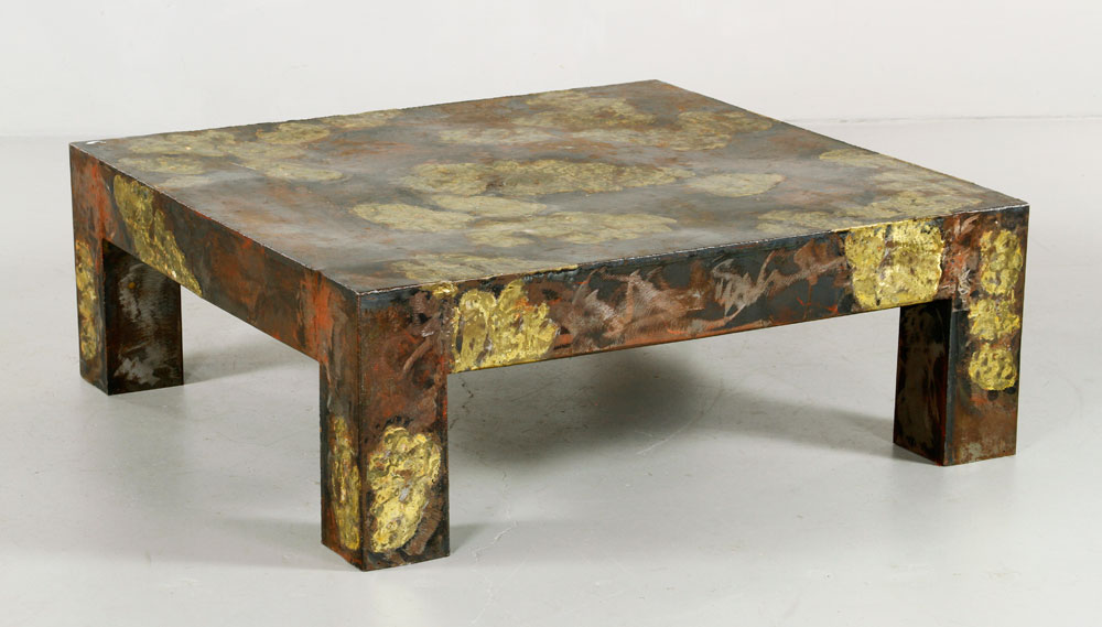 Appraisal: - Brutalist Coffee table Brutalist square coffee table various metals