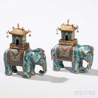 Appraisal: Pair of Cloisonne Elephant Figures Pair of Cloisonne Elephant Figures