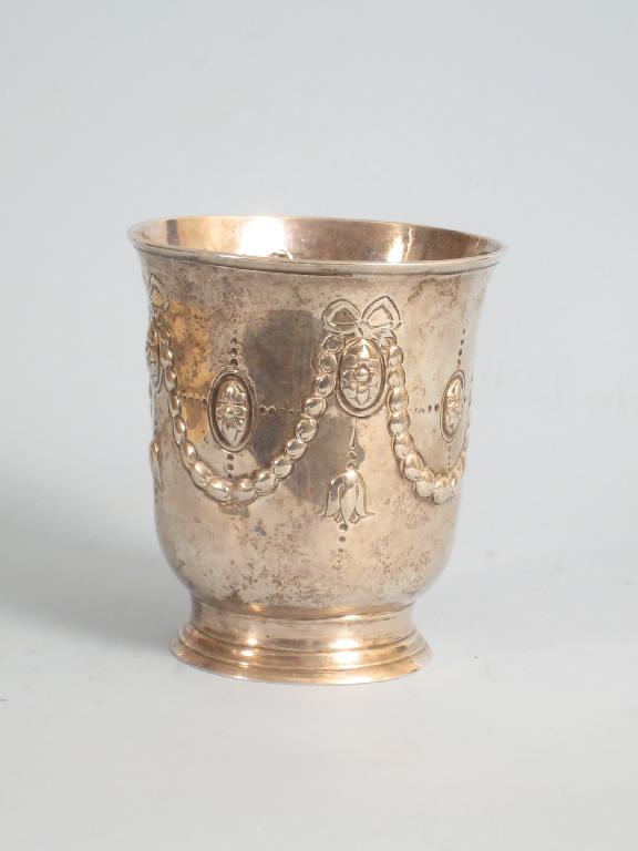 Appraisal: A George II Beaker embossed swags ribbons pendant husks etc