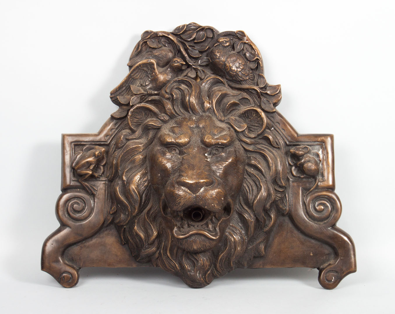 Appraisal: Victorian style bronze lion mask wall fountain th century modeled