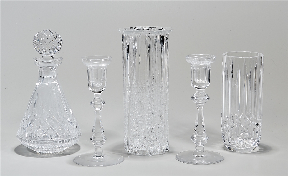 Appraisal: Group of five various crystal glassware pieces including a decanter