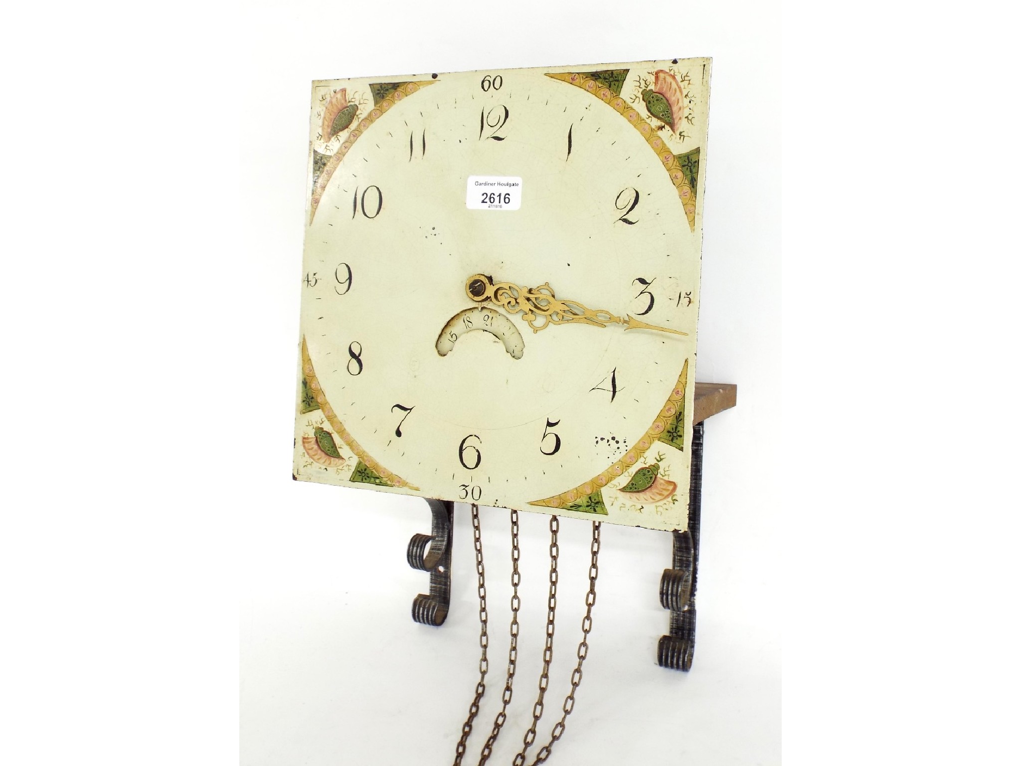 Appraisal: Thirty hour hanging wall clock the painted square dial with