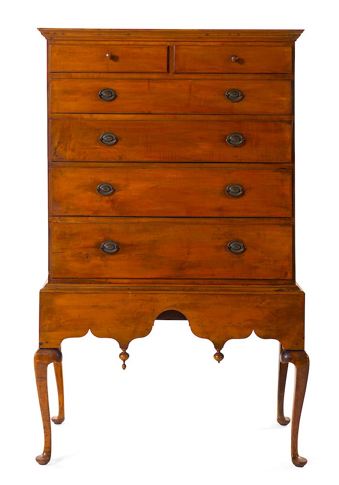 Appraisal: A Queen Anne Maple Highboy A Queen Anne Maple Highboy