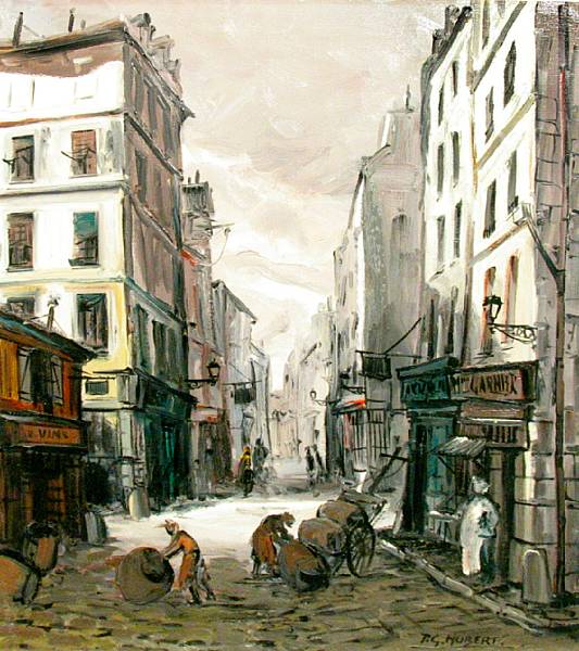 Appraisal: P G Hubert th century A View of Rue des