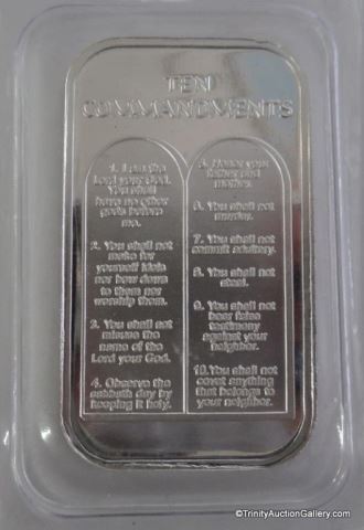 Appraisal: oz Fine Silver Ten Commandments BarIn uncirculated sealed condition -