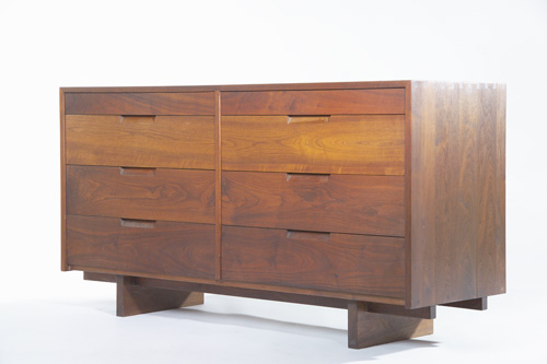 Appraisal: GEORGE NAKASHIMA Fine walnut low dresser with pinned and dovetailed