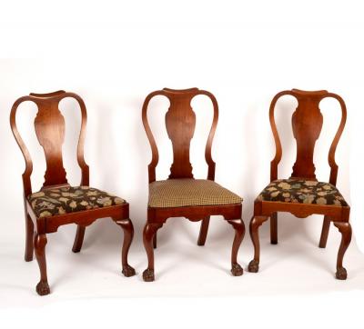 Appraisal: A set of three George I style walnut dining chairs