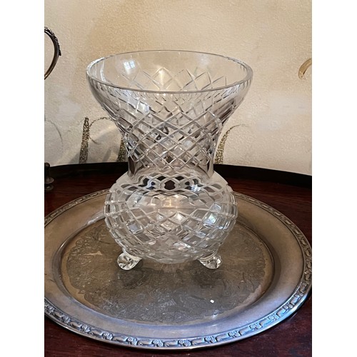 Appraisal: Large cut crystal footed vase