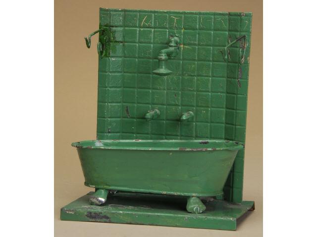 Appraisal: German Tin Bathroom Germany ca includes bathtub and shower fixtures