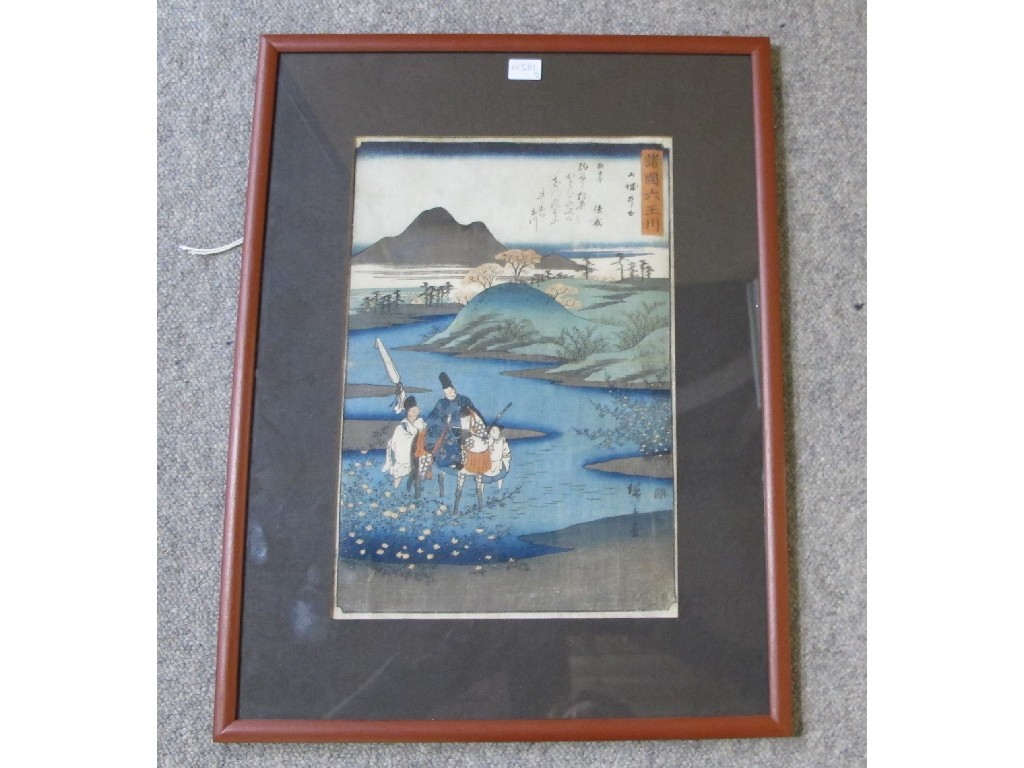 Appraisal: UTAGAWA HIROSHIGE Woodblock print 'The Poet Fujiwarano Toshinan on horseback'