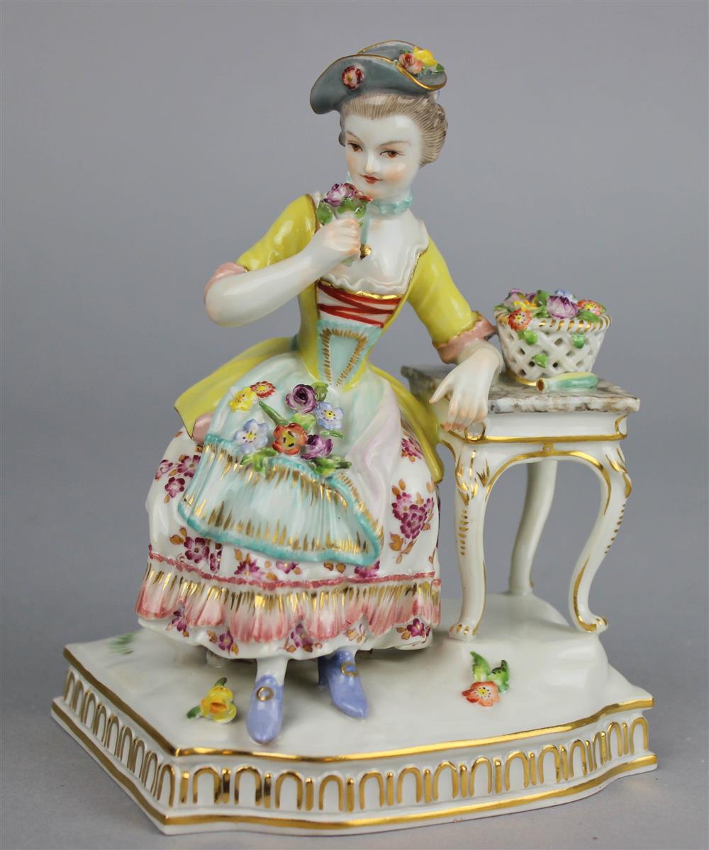 Appraisal: MEISSEN STYLE ALLEGORICAL FIGURE OF THE SENSE OF SMELL -