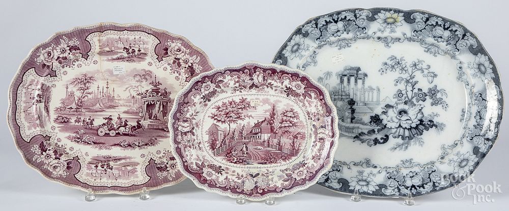 Appraisal: Three Staffordshire platters etc Group of Staffordshire to include three