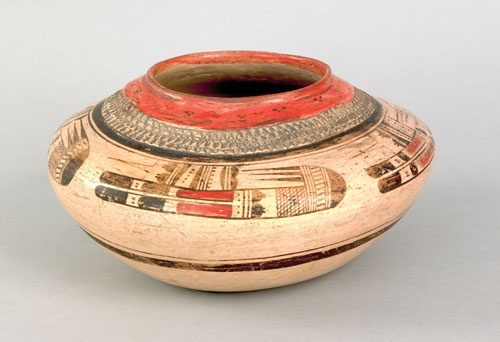 Appraisal: Hopi pottery seed jar ca probably Nampeyo decorated with four