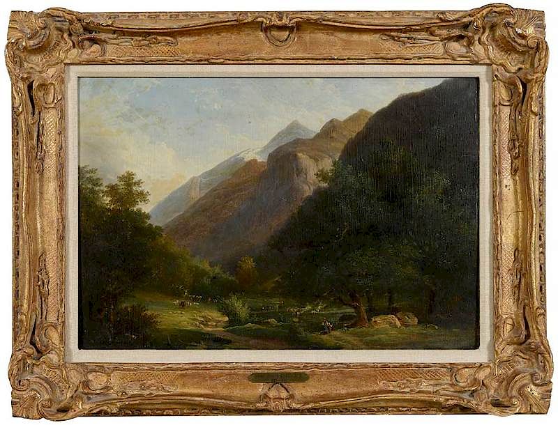 Appraisal: American School th century Pastoral Landscape initialed lower right J