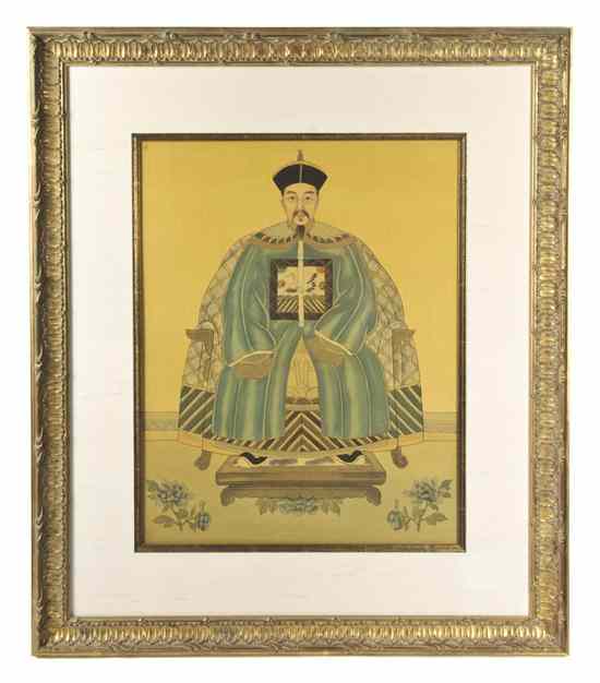 Appraisal: A Pair of Chinese Ancestral Portraits th century depicting an