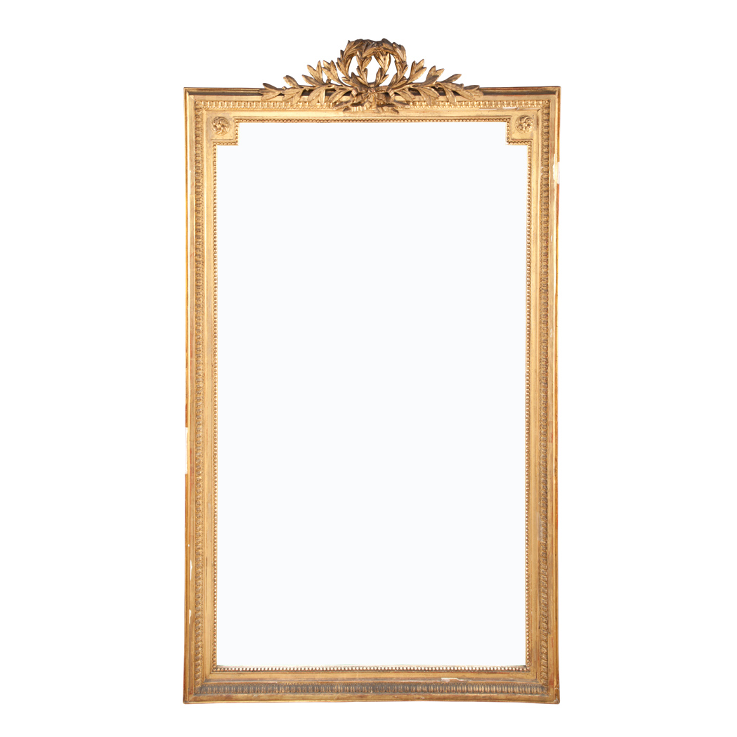 Appraisal: Louis XVI Style Giltwood Overmantel Mirror The rectangular mirror plate