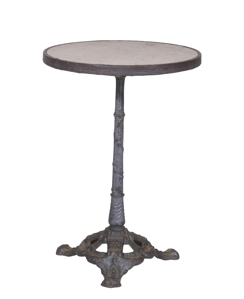 Appraisal: FRENCH CAFE TABLE Vintage Bistro Table having a mottled concrete