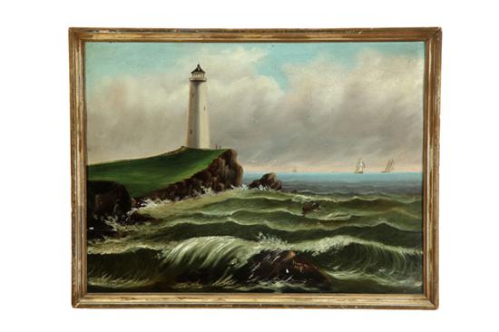 Appraisal: VIEW OF THE PORTLAND MAINE LIGHTHOUSE BY PLUMMER AMERICAN SCHOOL