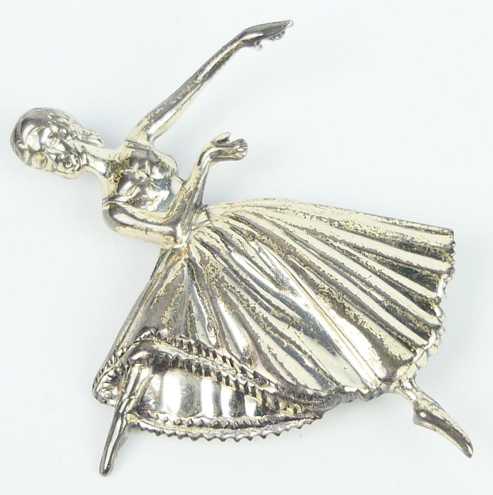 Appraisal: DECO STERLING DANCER BROOCH BY LANG Measures tall Marked to