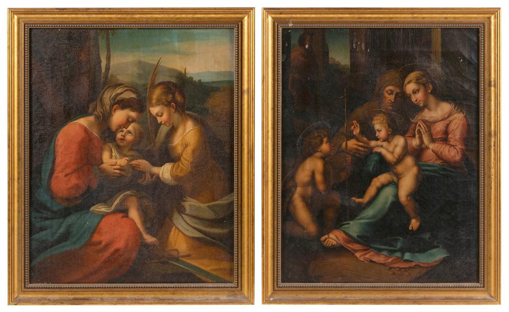 Appraisal: CONTINENTAL SCHOOL TH CENTURY PAIR OF RELIGIOUS SCENES OILS ON