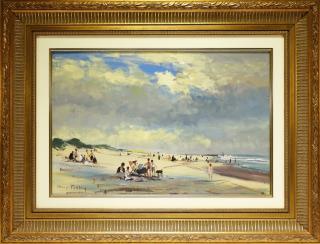 Appraisal: Roy Petley Impressionist O B Beach Scene Painting UNITED KINGDOM