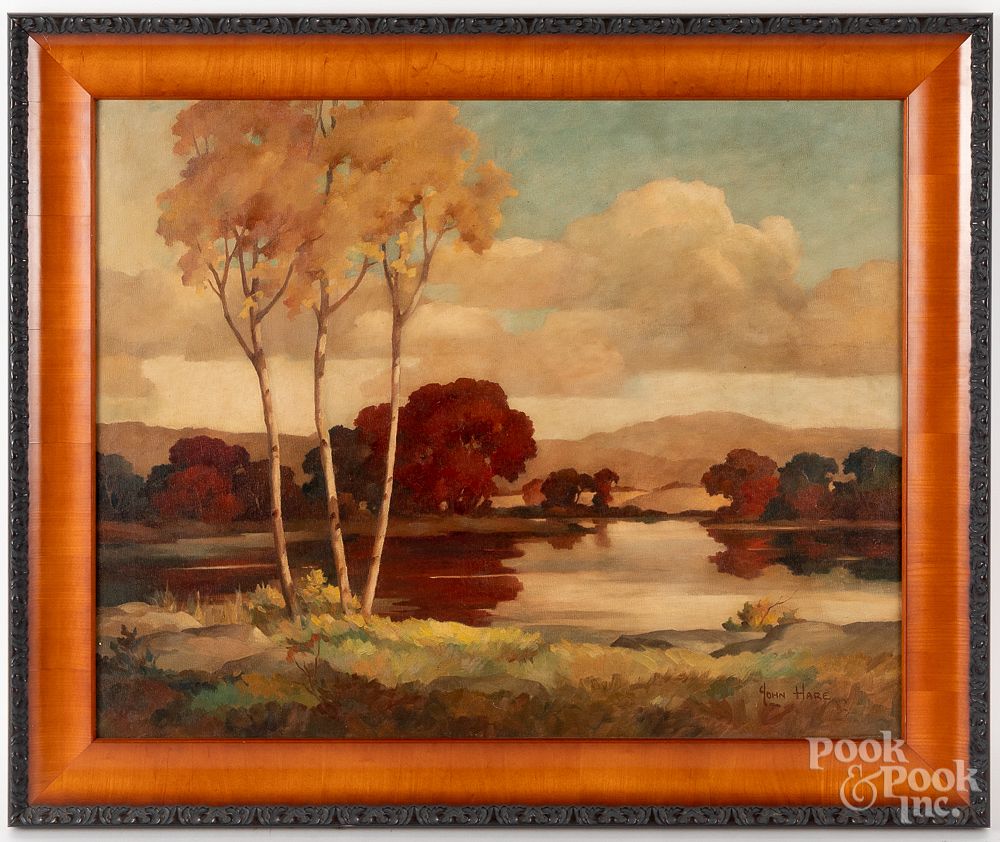 Appraisal: John Hare oil on canvas landscape John Hare American -