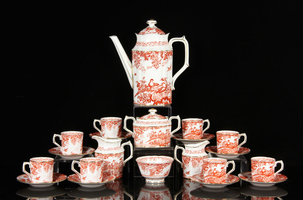 Appraisal: - Royal Crown Derby Red Aves Coffee Service for Royal