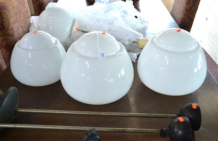 Appraisal: GROUP OF STEM CEILINGS WITH MILK GLASS SHADES GROUP OF