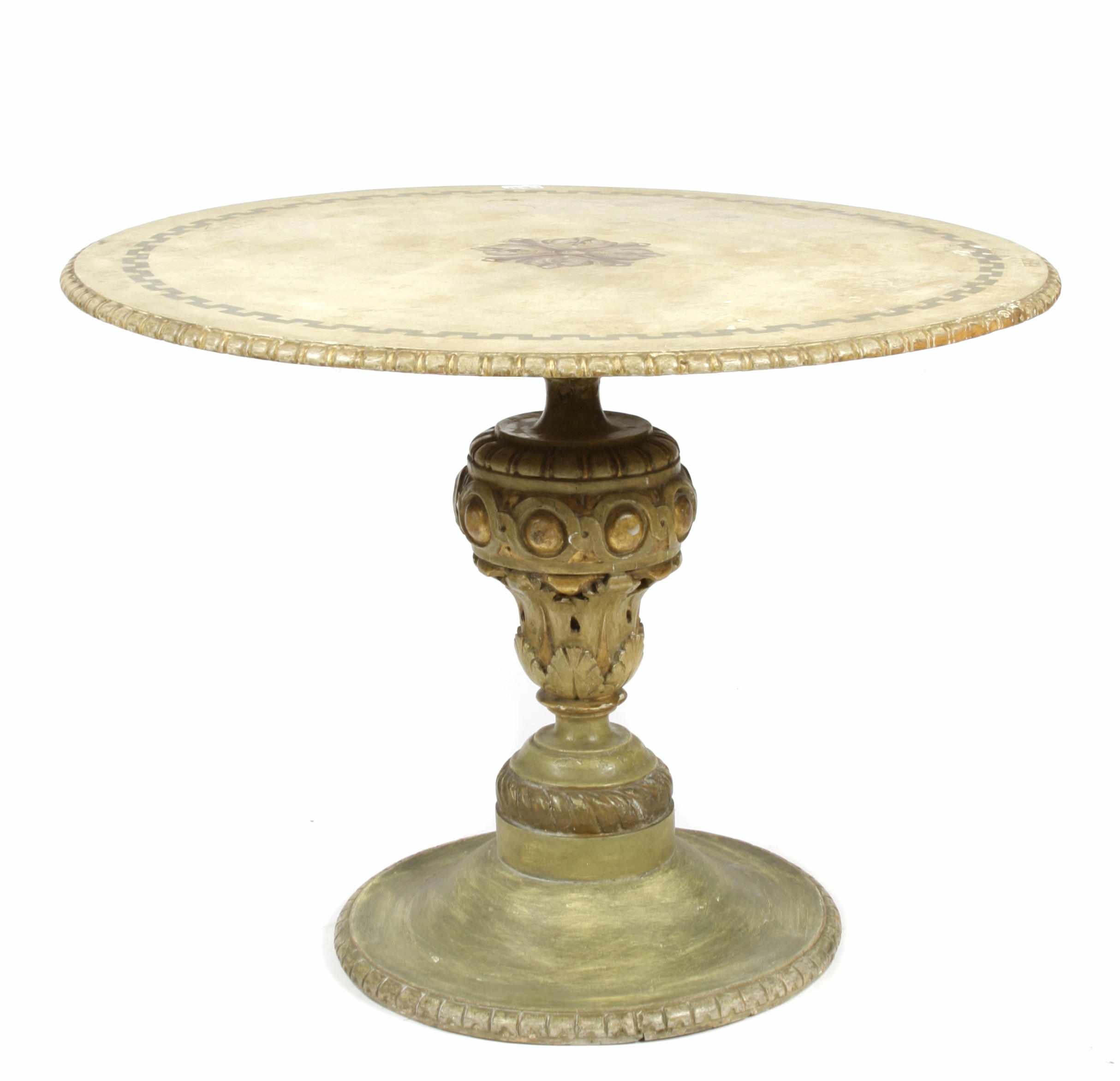 Appraisal: An Italian Renaissance style paint decorated pedestal table height in