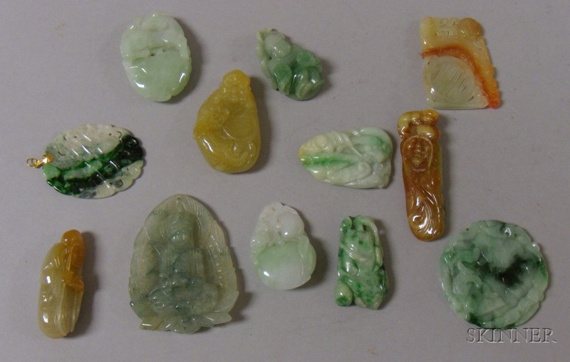 Appraisal: Eleven Assorted Carved Jade Pendants and Other Items of various