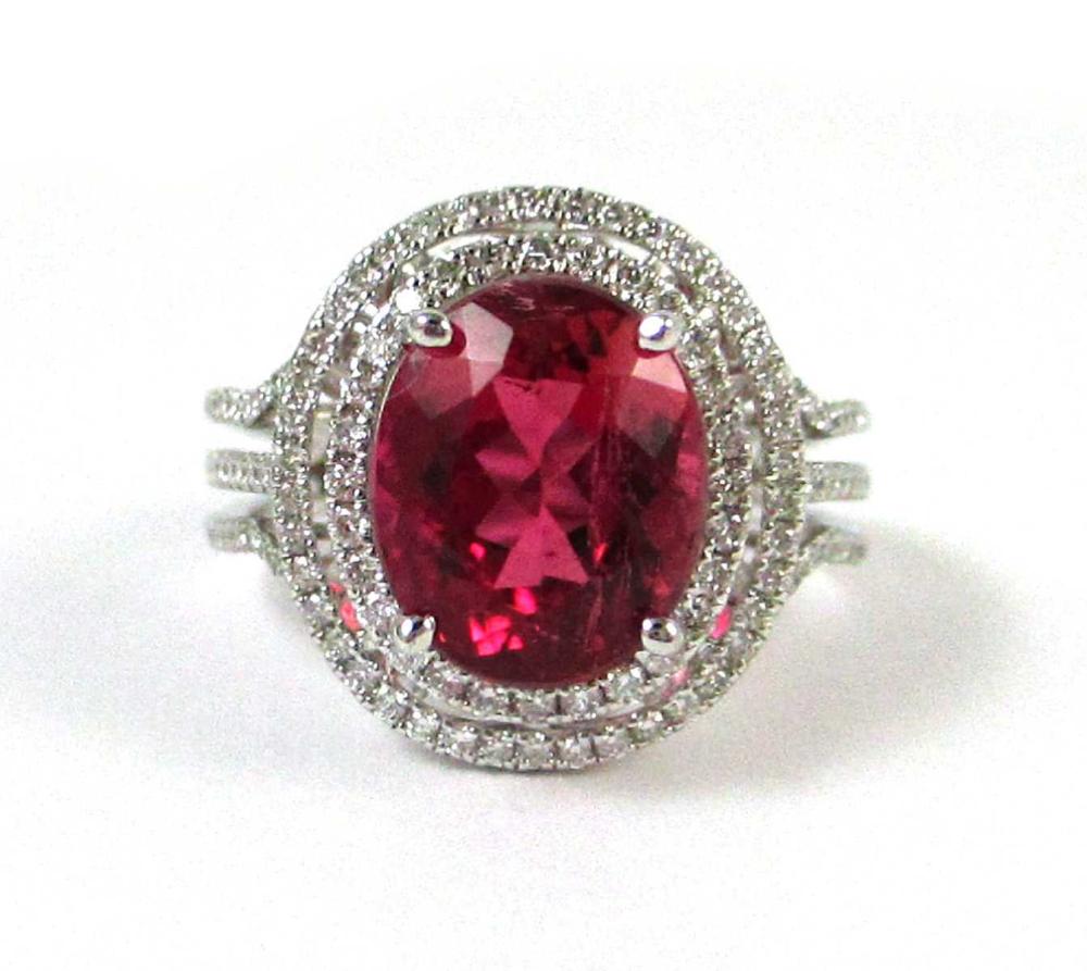 Appraisal: RUBELLITE TOURMALINE DIAMOND AND FOURTEEN KARAT GOLD RING The k